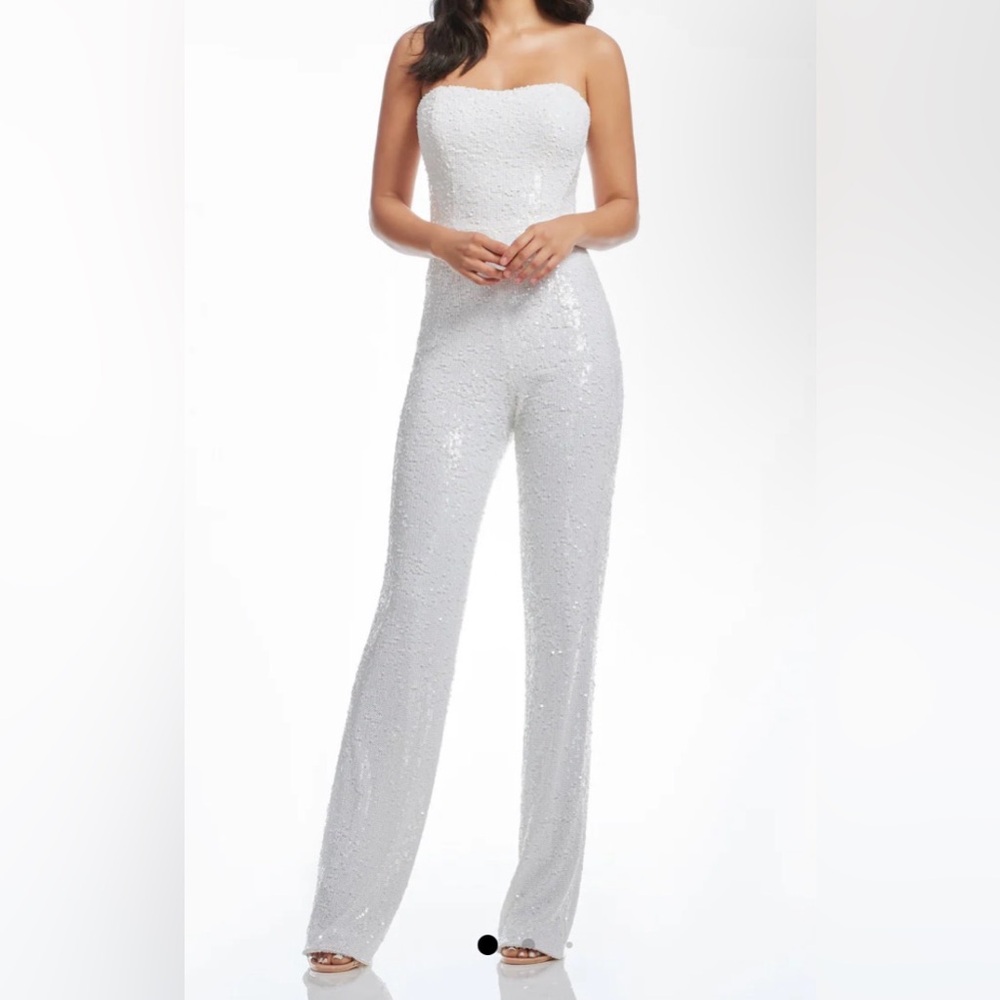 Dress the Population Shimmering White Jumpsuit